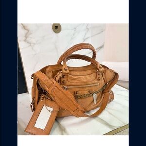 Balenciaga Tan Leather Shoulder Bag